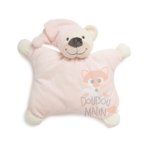  baby comforter bear pink white star 